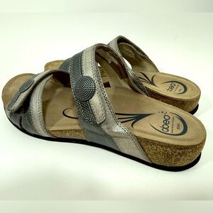 Abeo Leather & cork, velcro Adjustable Comfort Sandals with Contoured Footbed